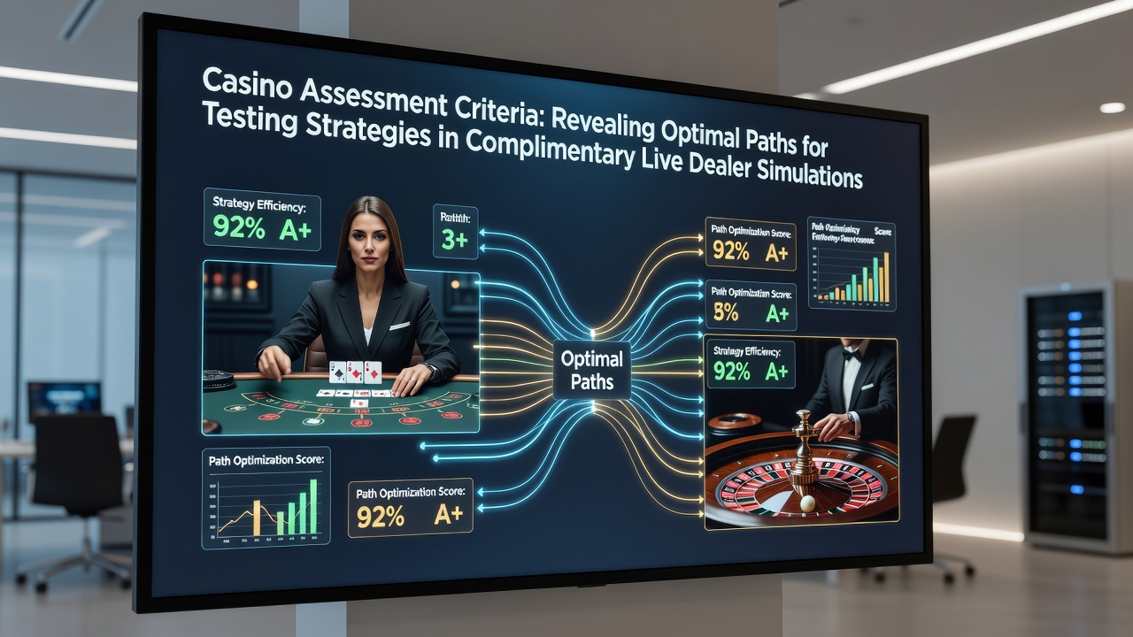 Diagram illustrating casino assessment criteria and testing pathways in live dealer simulations