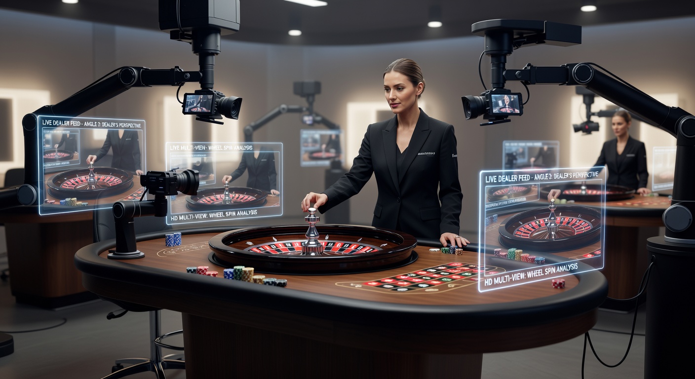 Close-up view of the Immersive Roulette wheel in slow motion, capturing the ball's landing with crystal-clear HD detail from multiple angles