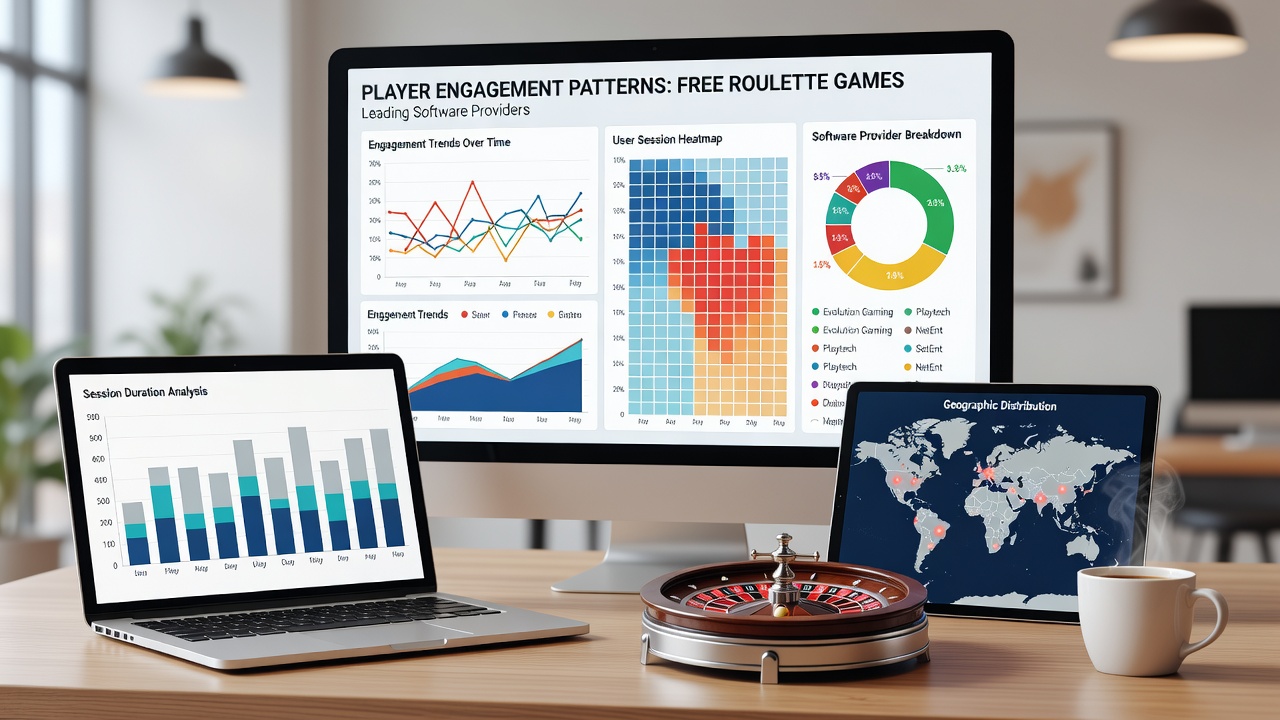 Graph displaying engagement metrics and retention curves for free roulette across different software providers in 2026