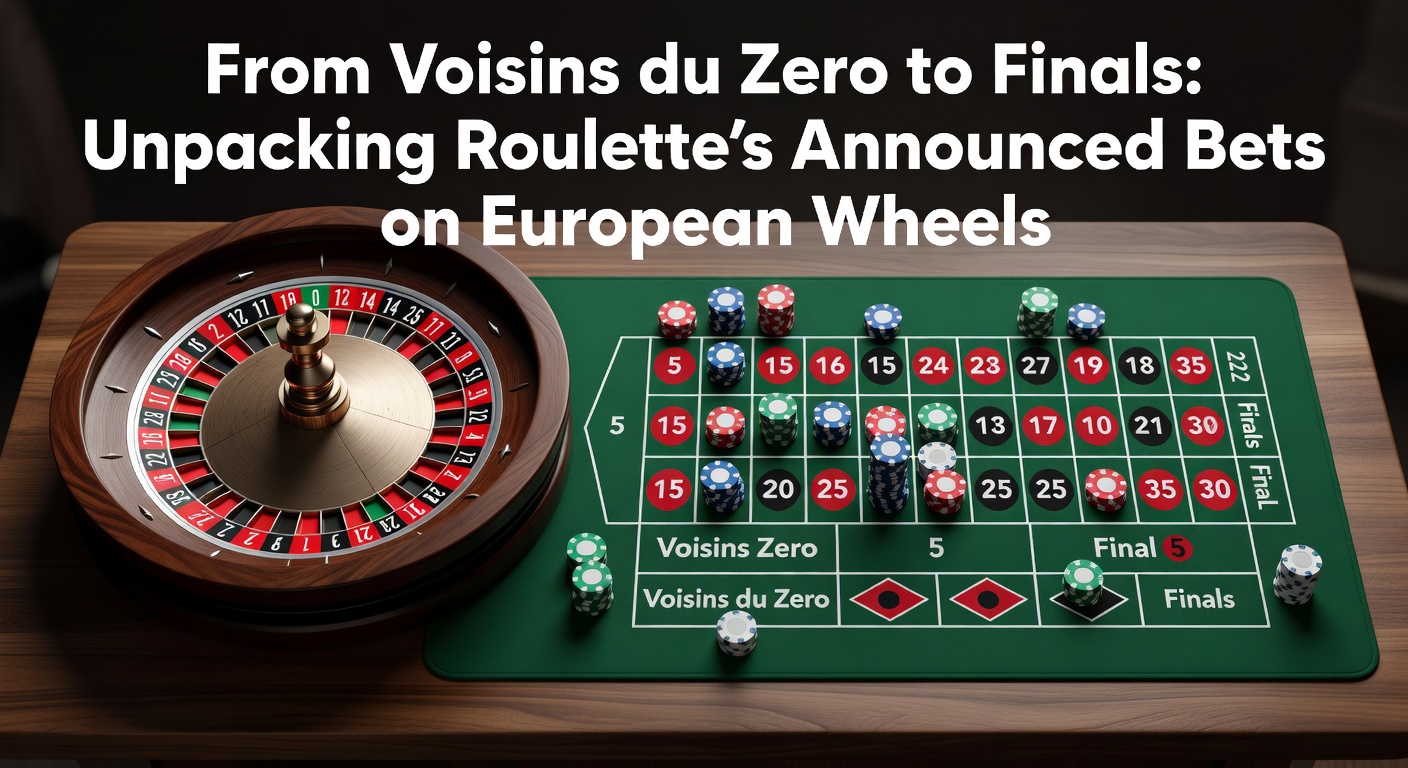 European roulette wheel highlighting the Voisins du Zero section with chips placed on the racetrack layout