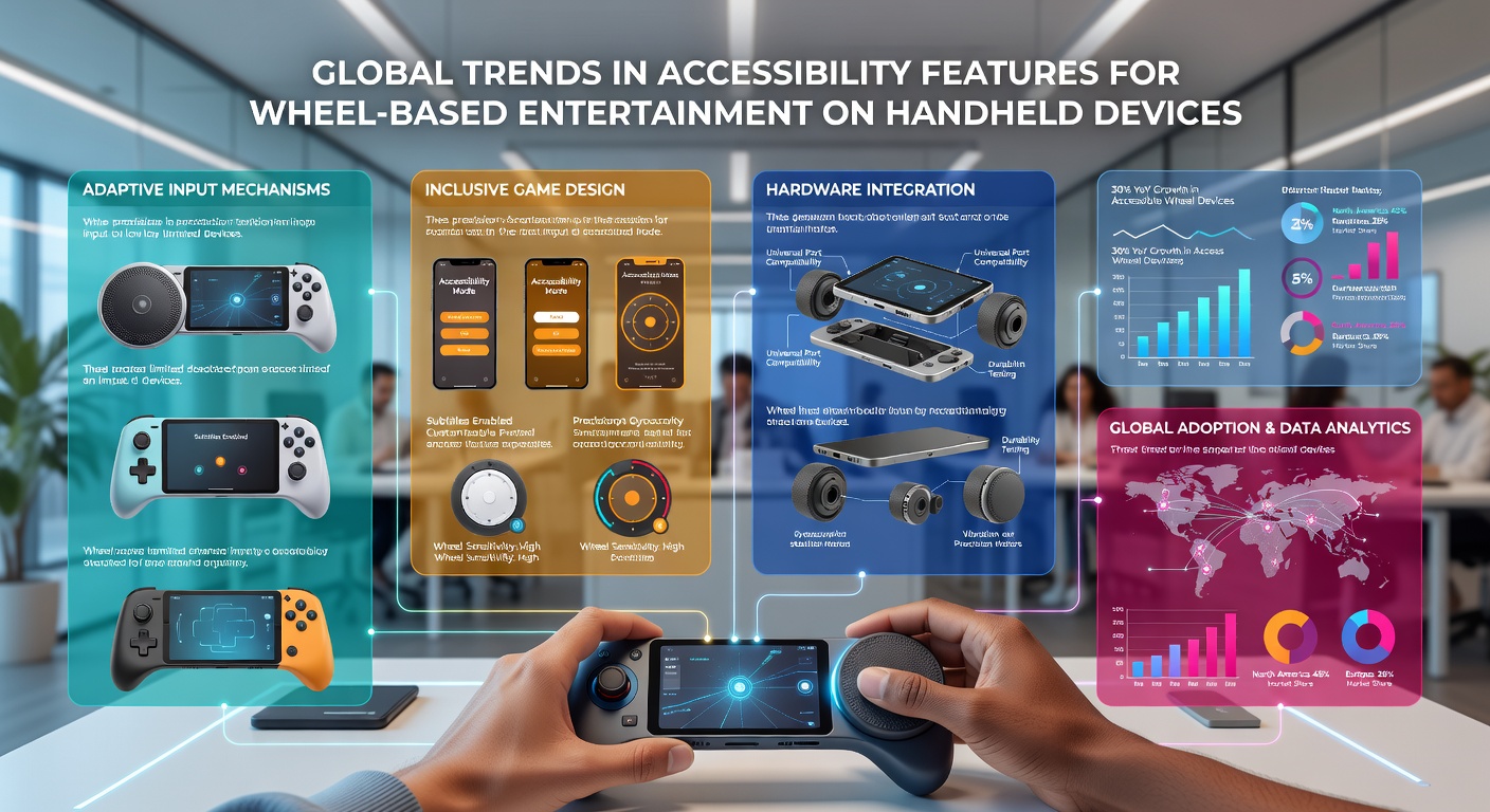Close-up of mobile screen showing customizable accessibility settings for wheel entertainment including color adjustments and input alternatives