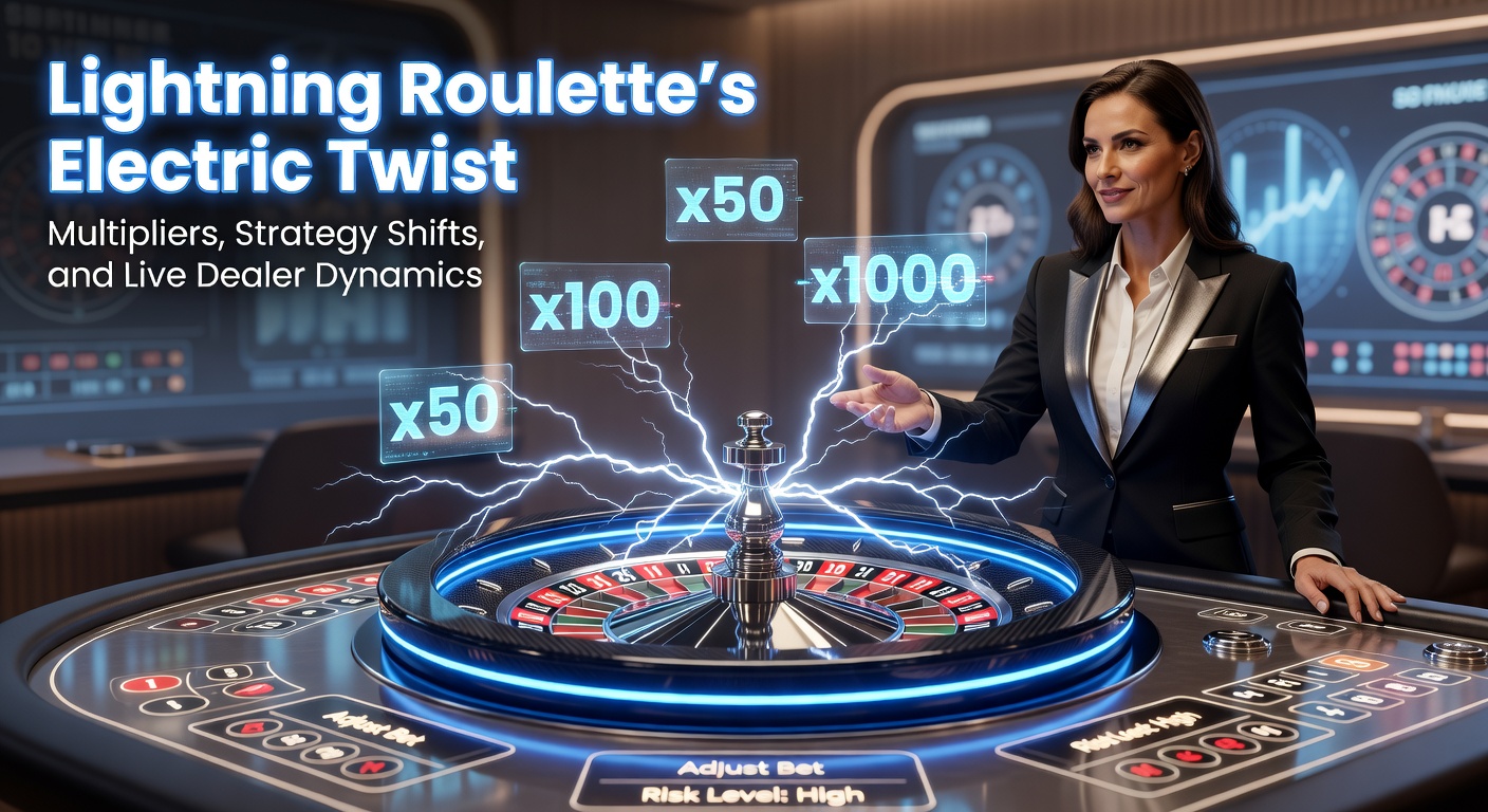 Vibrant Lightning Roulette table with glowing multipliers striking lucky numbers on the live wheel