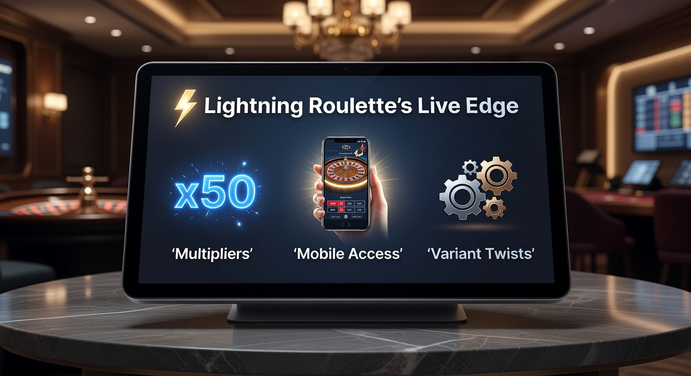 Smartphone screen displaying Lightning Roulette in action, with a dealer announcing multipliers and the wheel spinning live