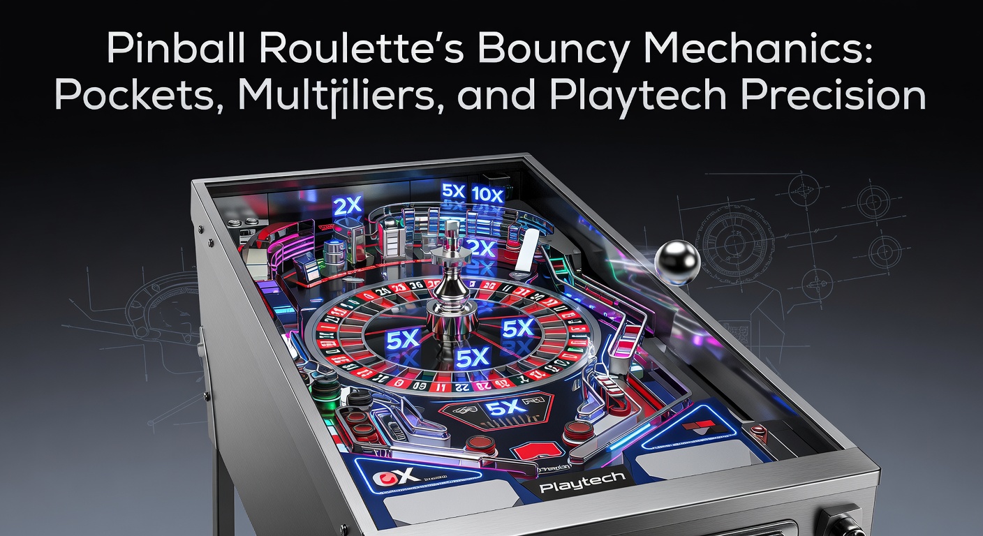 Close-up view of the Pinball Roulette board showing pegs, pockets, and the ball in motion during a spin