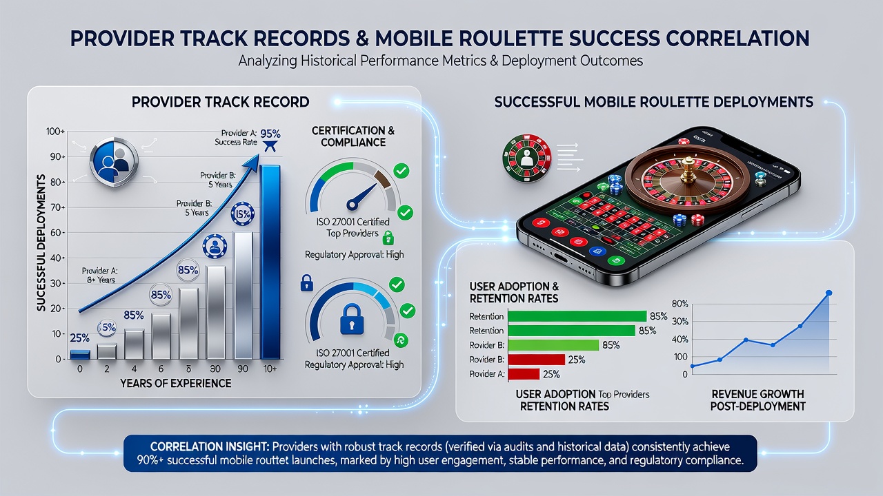 Detailed chart comparing success rates of mobile roulette launches by provider tenure and market reach