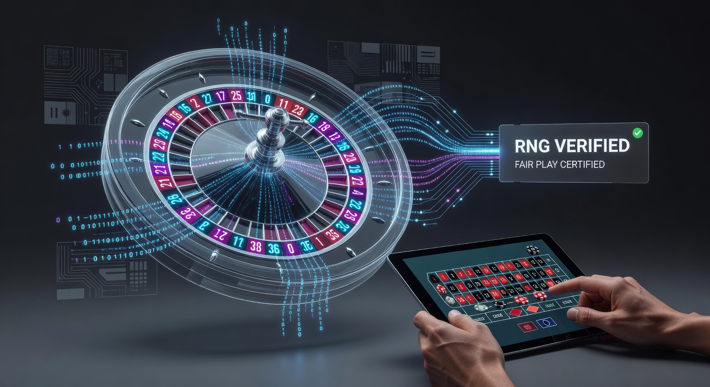 Close-up of certified RNG certification badge alongside a simulated online roulette table interface