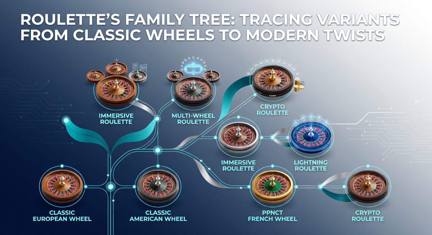Vintage illustration of a classic European roulette wheel in a dimly lit casino, showcasing the single zero pocket and wooden betting layout
