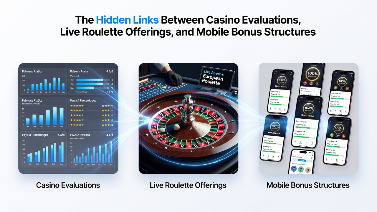Mobile device displaying live roulette interface with overlaid bonus terms and evaluation score indicators