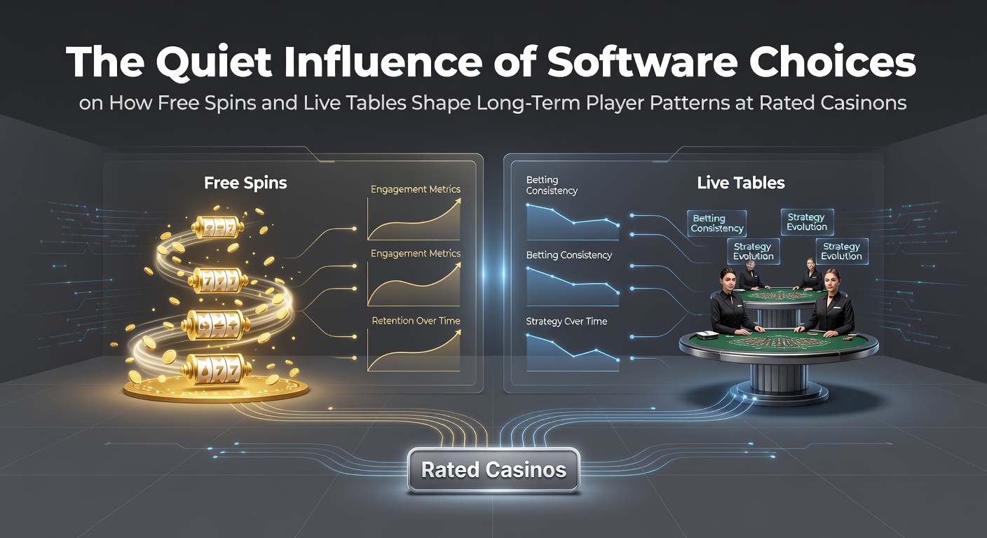 Casino software dashboard displaying free spin bonuses alongside live dealer table interfaces at a rated online casino