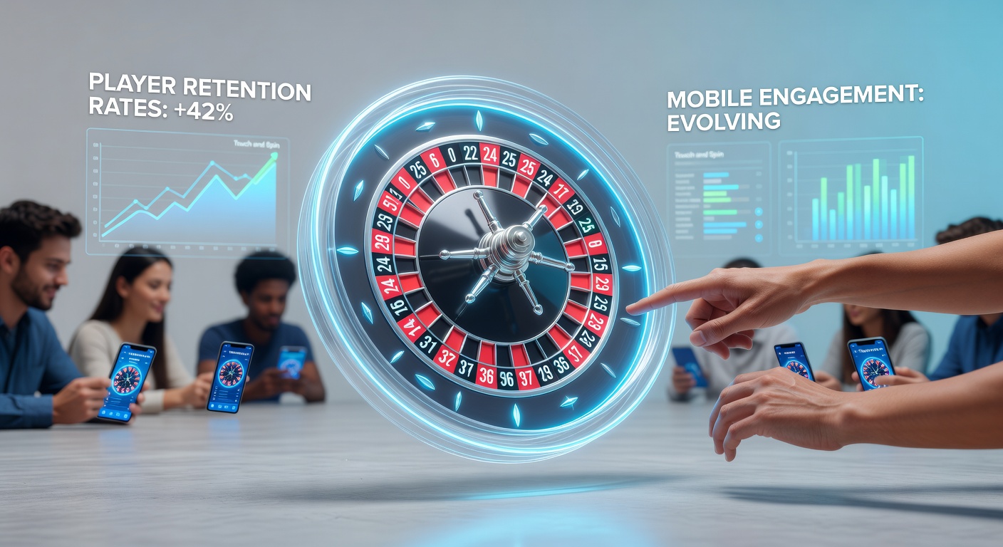 Smartphone screen displaying a vibrant mobile roulette wheel with touch gesture overlays highlighting swipe-to-spin mechanics