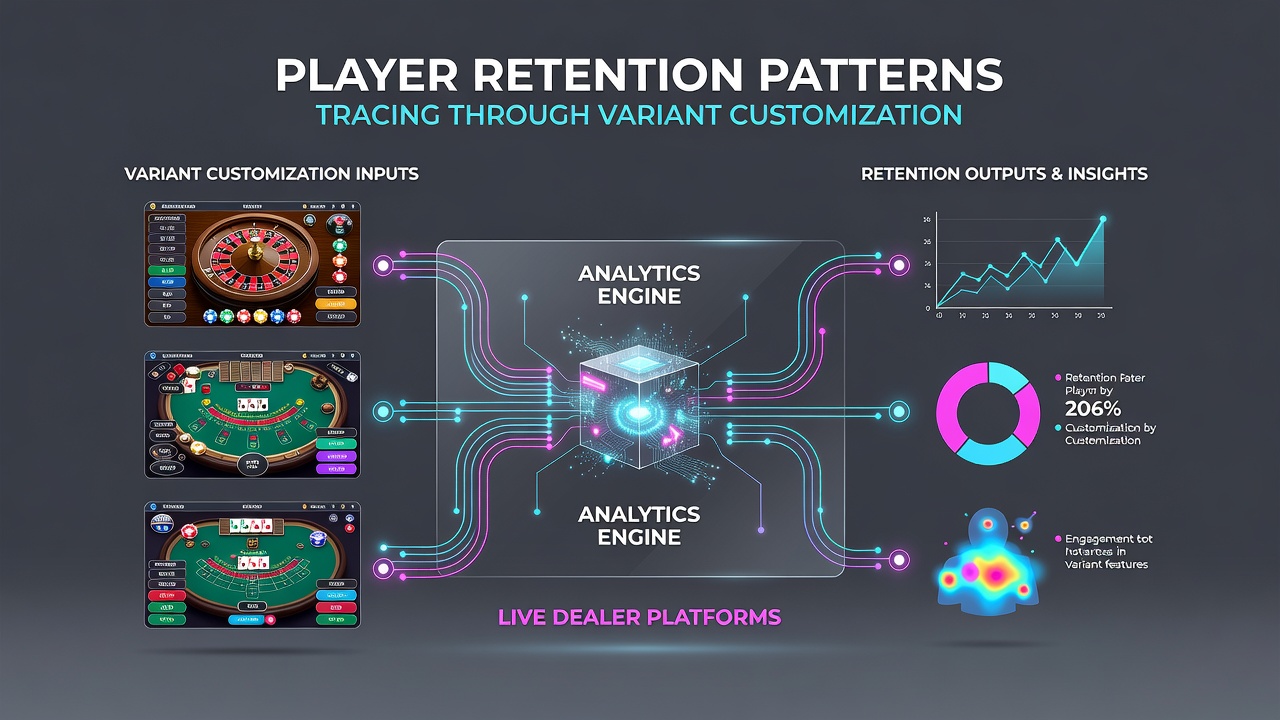 Dashboard analytics displaying player retention curves segmented by game variant customizations over a six-month period
