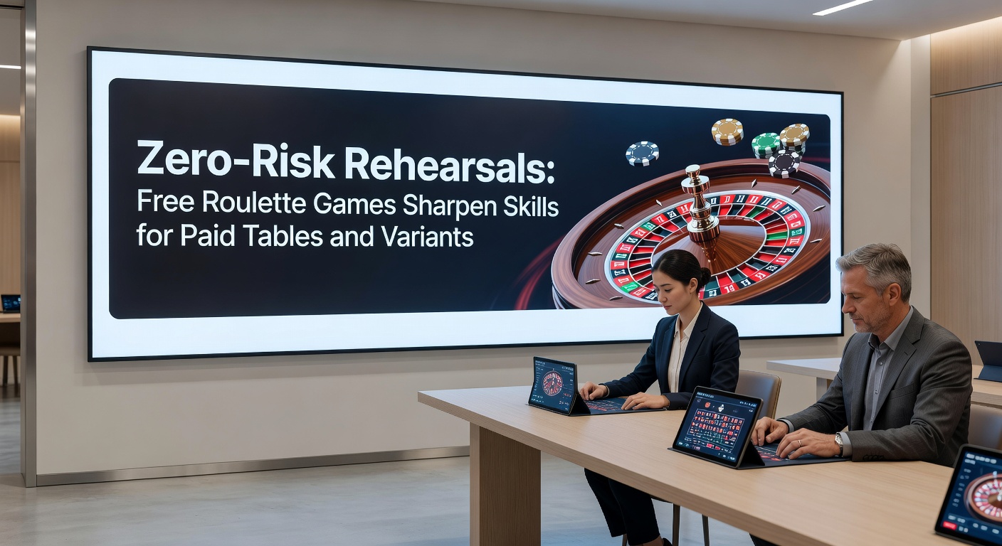 Screenshot of a free roulette demo interface showing spinning wheel, betting layout, and zero-balance chips