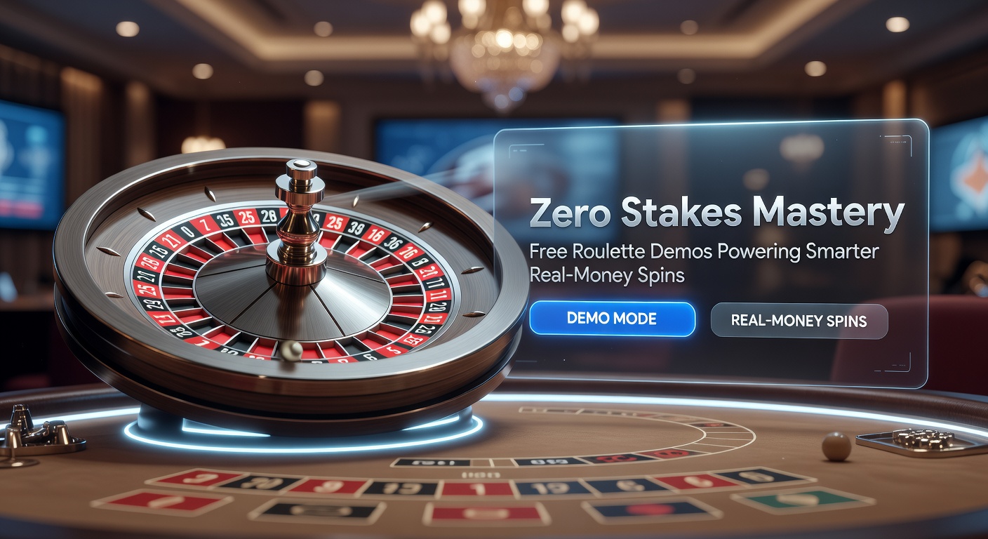Screenshot of a vibrant free roulette demo interface showing spinning wheel, betting layout, and zero-risk chips